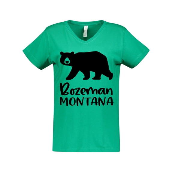 Inktastic Bozeman, Montana Black Bear Silhouette Women's V-Neck T-Shirt