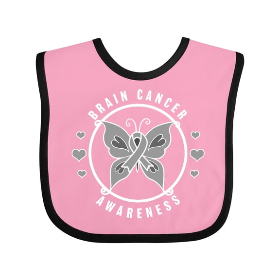 Inktastic Brain Cancer Awareness with Grey Ribbon and Butterfly Boys or Girls Baby Bib