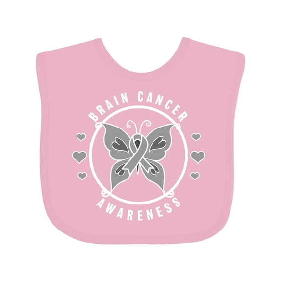 Inktastic Brain Cancer Awareness with Grey Ribbon and Butterfly Boys or Girls Baby Bib