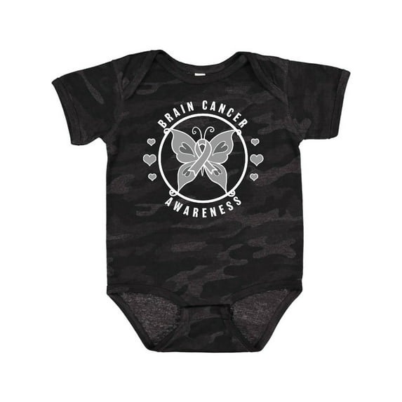 Inktastic Brain Cancer Awareness with Grey Ribbon and Butterfly Boys or Girls Baby Bodysuit