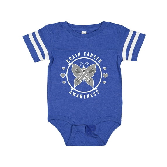 Inktastic Brain Cancer Awareness with Grey Ribbon and Butterfly Boys or Girls Baby Bodysuit