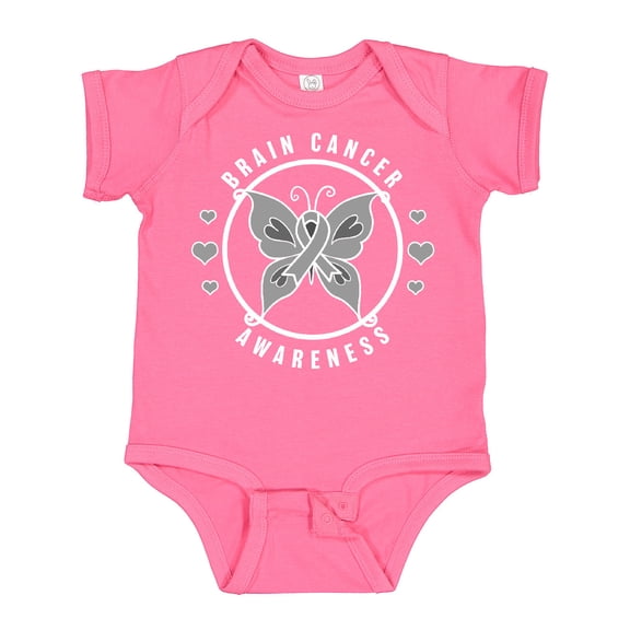 Inktastic Brain Cancer Awareness with Grey Ribbon and Butterfly Boys or Girls Baby Bodysuit