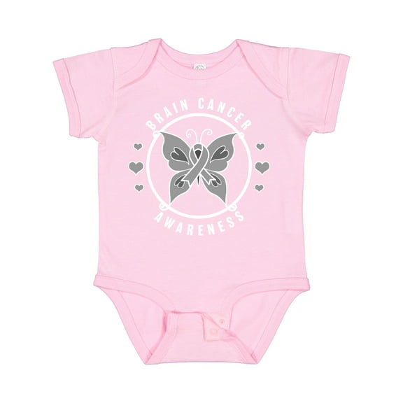 Inktastic Brain Cancer Awareness with Grey Ribbon and Butterfly Boys or Girls Baby Bodysuit