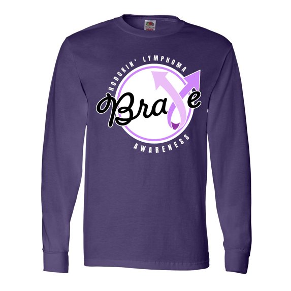 Inktastic Brave Hodgkins Lymphoma Awareness Violet Ribbon Long Sleeve T-Shirt