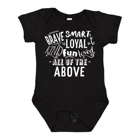 Inktastic Brave Smart Loyal Kind Fun Loved All of the Above Boys or Girls Baby Bodysuit