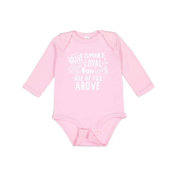 Inktastic Brave Smart Loyal Kind Fun Loved All of the Above Boys or Girls Long Sleeve Baby Bodysuit