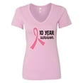 thumbnail image 1 of Inktastic Breast Cancer 10 Year Survivor Pink Ribbon Women's V-Neck T-Shirt, 1 of 5