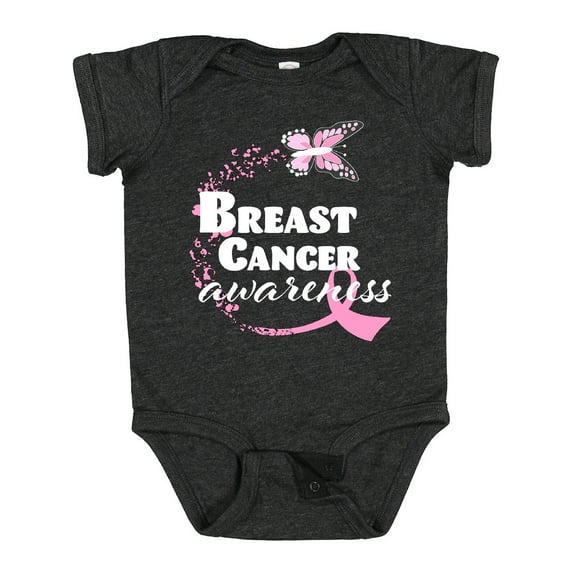 Inktastic Breast Cancer Awareness Butterfly and Ribbon Boys or Girls Baby Bodysuit