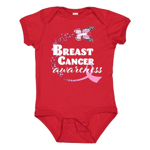 Inktastic Breast Cancer Awareness Butterfly and Ribbon Boys or Girls Baby Bodysuit