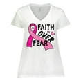 thumbnail image 1 of Inktastic Breast Cancer Awareness Faith over Fear Women's Plus Size V-Neck T-Shirt, 1 of 5
