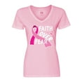 thumbnail image 1 of Inktastic Breast Cancer Awareness Faith Over Fear Women's V-Neck T-Shirt, 1 of 5