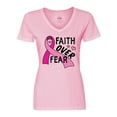 thumbnail image 1 of Inktastic Breast Cancer Awareness Faith Over Fear Women's V-Neck T-Shirt, 1 of 5