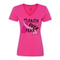 thumbnail image 1 of Inktastic Breast Cancer Awareness Faith Over Fear Women's V-Neck T-Shirt, 1 of 5