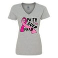 thumbnail image 1 of Inktastic Breast Cancer Awareness Faith Over Fear Women's V-Neck T-Shirt, 1 of 5