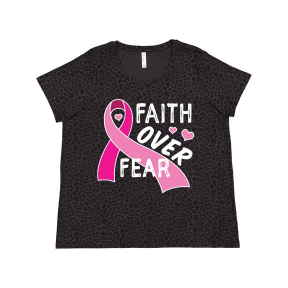 Inktastic Breast Cancer Awareness Faith over Fear Women's Plus Size T-Shirt