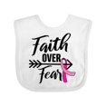 thumbnail image 1 of Inktastic Breast Cancer Awareness Faith over Fear with Pink Ribbon and Arrow Girls Baby Bib, 1 of 4