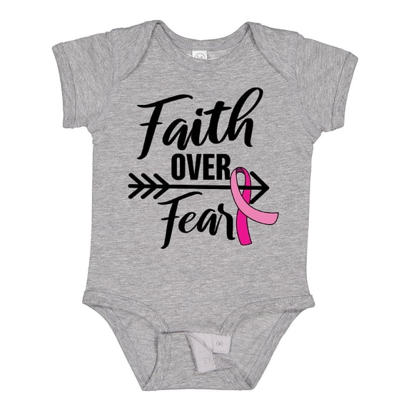 Inktastic Breast Cancer Awareness Faith over Fear with Pink Ribbon and Arrow Girls Baby Bodysuit