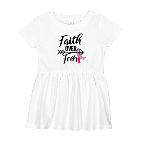 Inktastic Breast Cancer Awareness Faith over Fear with Pink Ribbon and Arrow Girls Baby Dress