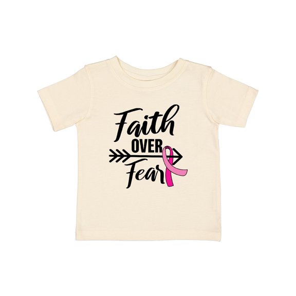 Inktastic Breast Cancer Awareness Faith over Fear with Pink Ribbon and Arrow Girls Baby T-Shirt