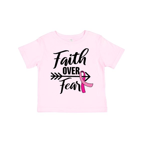 Inktastic Breast Cancer Awareness Faith over Fear with Pink Ribbon and Arrow Girls Toddler T-Shirt
