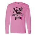 thumbnail image 1 of Inktastic Breast Cancer Awareness Faith over Fear with Pink Ribbon and Arrow Long Sleeve T-Shirt, 1 of 5