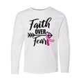 thumbnail image 1 of Inktastic Breast Cancer Awareness Faith over Fear with Pink Ribbon and Arrow Long Sleeve Youth T-Shirt, 1 of 5