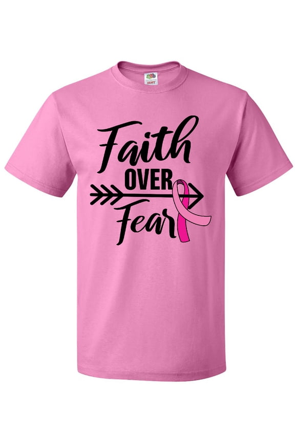 Breast Cancer Awareness Faith over Fear with Pink Ribbon and Arrow T-Shirt