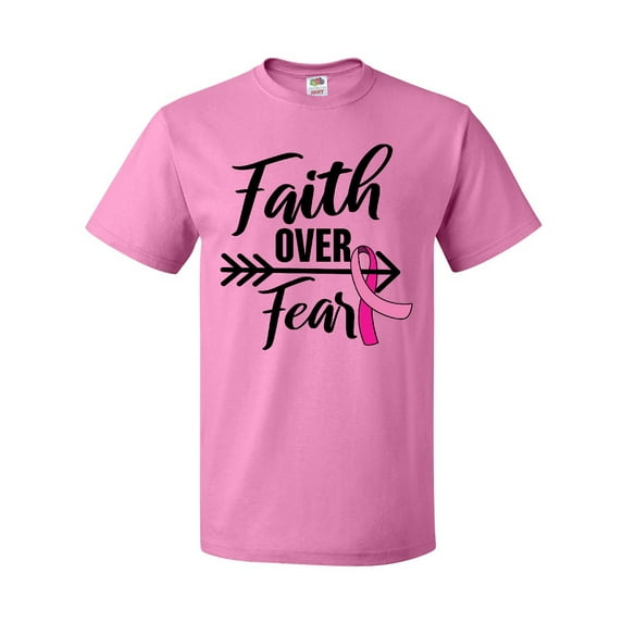 Inktastic Breast Cancer Awareness Faith over Fear with Pink Ribbon and Arrow T-Shirt
