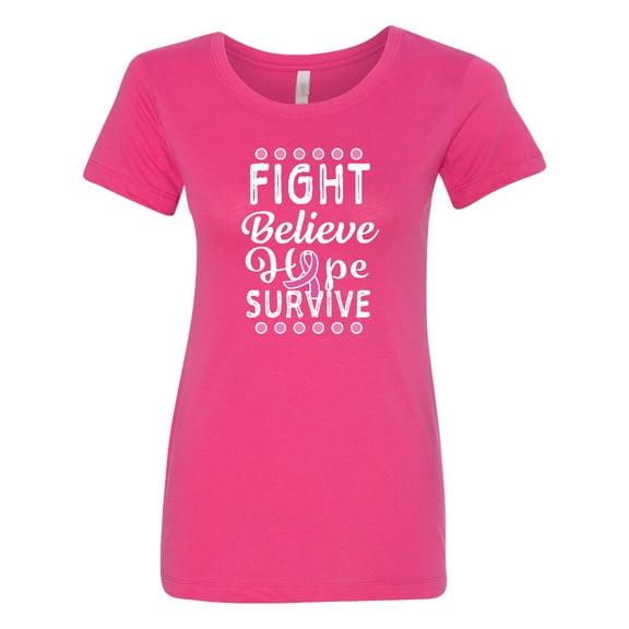 Inktastic Breast Cancer Awareness Fight Believe Hope Survive Women's T-Shirt