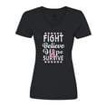 thumbnail image 1 of Inktastic Breast Cancer Awareness Fight Believe Hope Survive Women's V-Neck T-Shirt, 1 of 5
