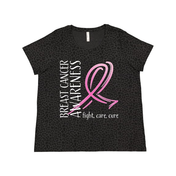 Inktastic Breast Cancer Awareness- Fight, Care, Cure Women's Plus Size T-Shirt