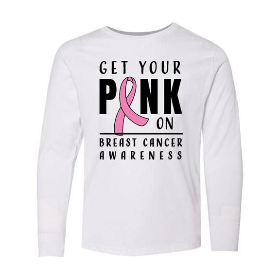 Inktastic Breast Cancer Awareness Get Your Pink on Long Sleeve Youth T-Shirt