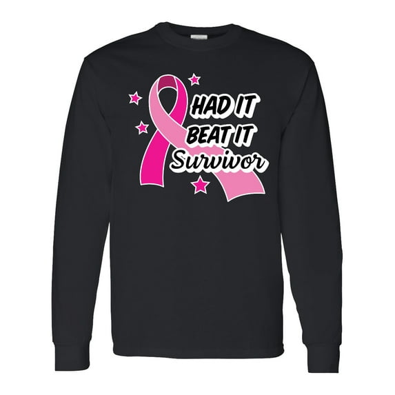 Inktastic Breast Cancer Awareness Had It Beat It Survivor Long Sleeve T-Shirt