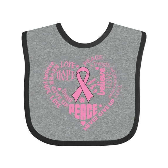 Inktastic Breast Cancer Awareness Heart Words Boys or Girls Baby Bib