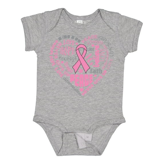 Inktastic Breast Cancer Awareness Heart Words Boys or Girls Baby Bodysuit
