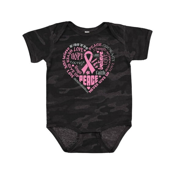 Inktastic Breast Cancer Awareness Heart Words Boys or Girls Baby Bodysuit