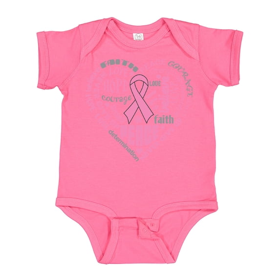 Inktastic Breast Cancer Awareness Heart Words Boys or Girls Baby Bodysuit