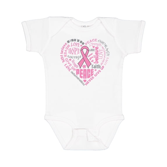 Inktastic Breast Cancer Awareness Heart Words Boys or Girls Baby Bodysuit