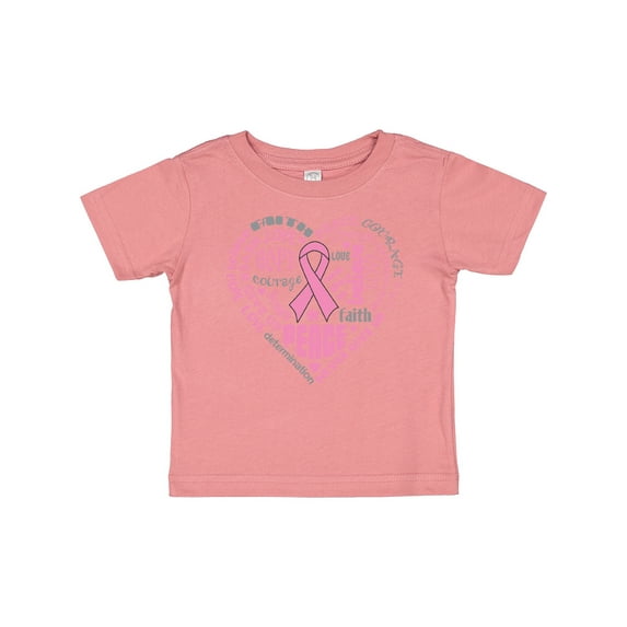 Inktastic Breast Cancer Awareness Heart Words Boys or Girls Baby T-Shirt