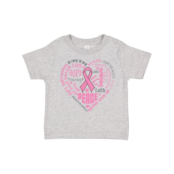 Inktastic Breast Cancer Awareness Heart Words Boys or Girls Toddler T-Shirt