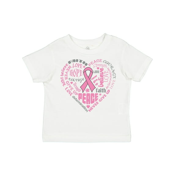 Inktastic Breast Cancer Awareness Heart Words Boys or Girls Toddler T-Shirt