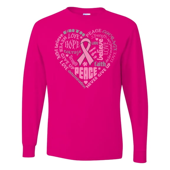 Inktastic Breast Cancer Awareness Heart Words Long Sleeve T-Shirt