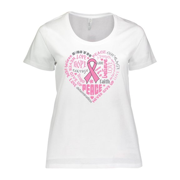 Inktastic Breast Cancer Awareness Heart Words Women's Plus Size T-Shirt