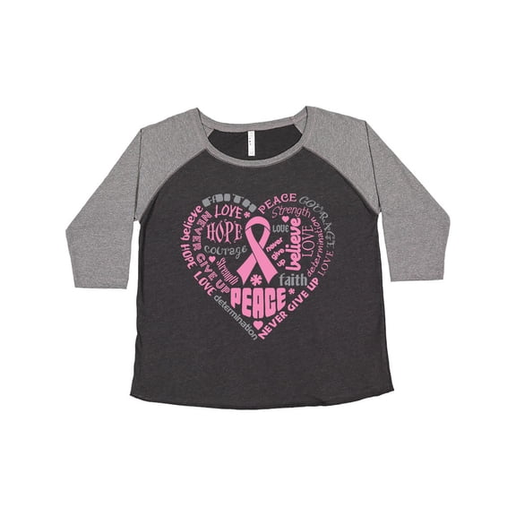 Inktastic Breast Cancer Awareness Heart Words Women's Plus Size T-Shirt