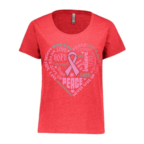 Inktastic Breast Cancer Awareness Heart Words Women's Plus Size T-Shirt