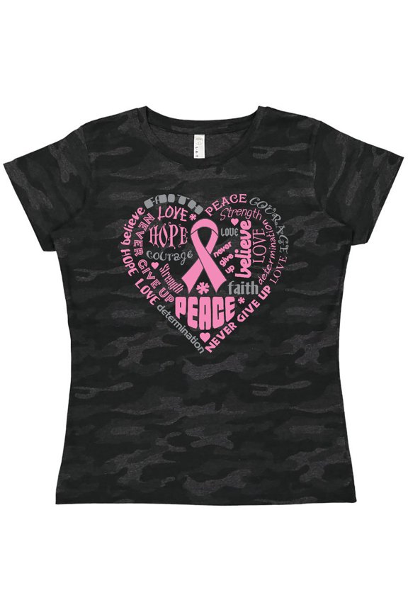 Breast Cancer Awareness Heart Words Women's T-Shirt