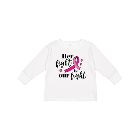 Inktastic Breast Cancer Awareness Her Fight is Our Fight Boys or Girls Long Sleeve Toddler T-Shirt