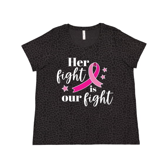 Inktastic Breast Cancer Awareness Her Fight is Our Fight Women's Plus Size T-Shirt