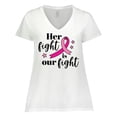 thumbnail image 1 of Inktastic Breast Cancer Awareness Her Fight is Our Fight Women's Plus Size V-Neck T-Shirt, 1 of 5