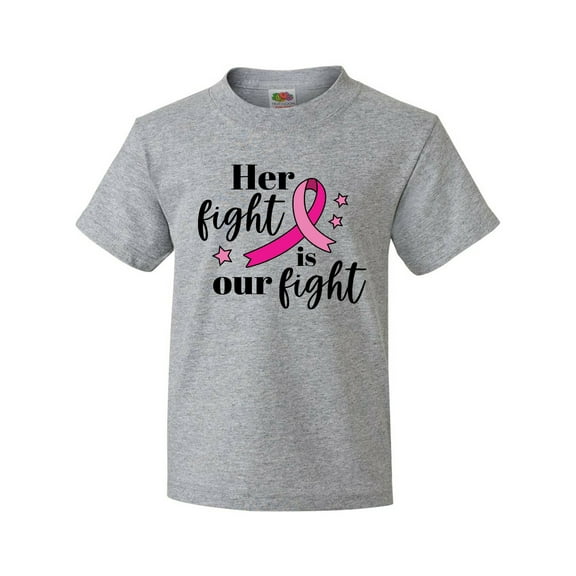 Inktastic Breast Cancer Awareness Her Fight is Our Fight Youth T-Shirt